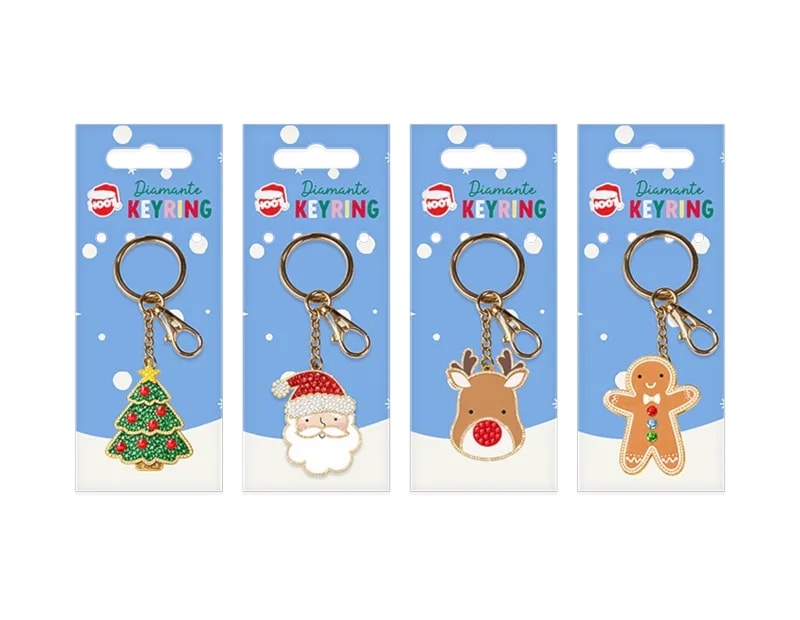 Wholesale Christmas Diamante Keyring CDU