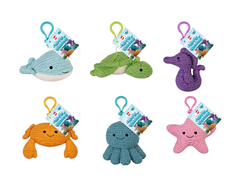 Wholesale Knit Cuties Sea Animals Keyring 10cm CDU Bulk Buy Knit Cuties Sea Animals Keyring 10cm CDU