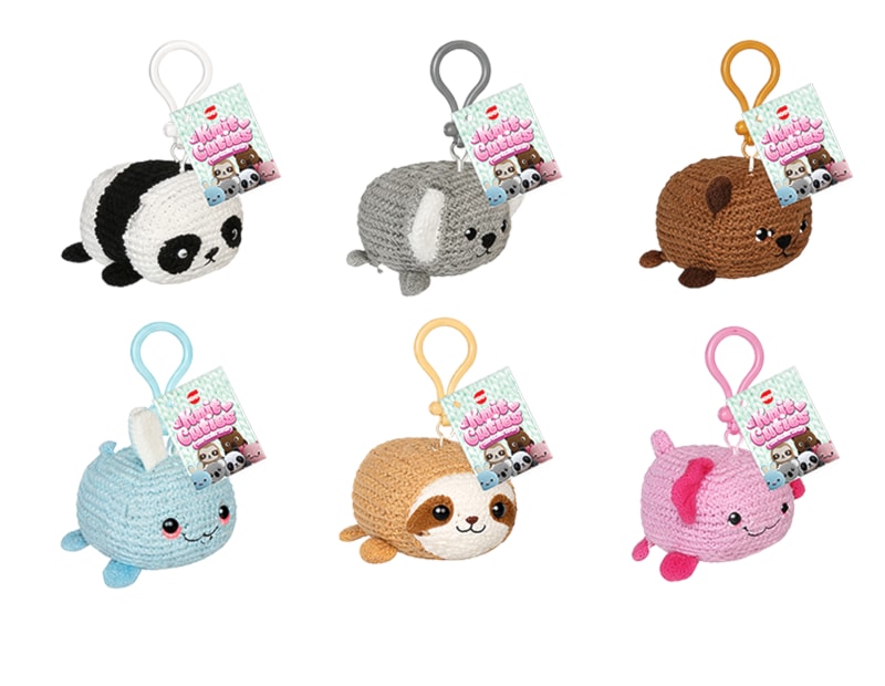 Bulk Buy Knit Cuties Animals Keyring 10cm CDU