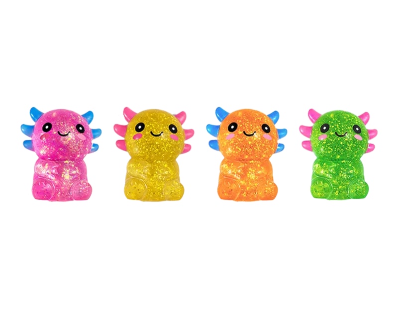 Wholesale Glitter Axolotl Sugar Filled Squishy CDU
