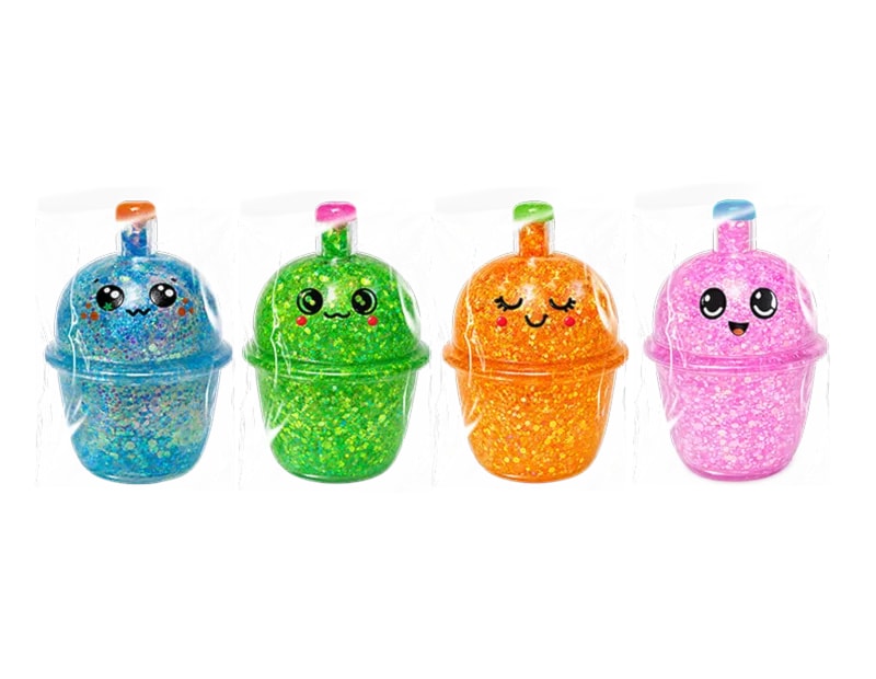 Wholesale Glitter Drink Sugar Filled Squishy CDU