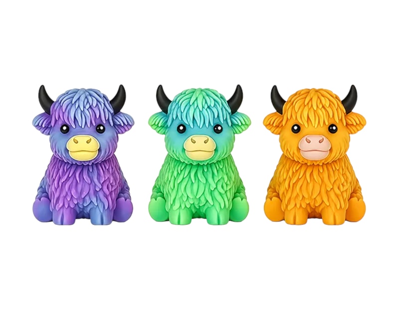 Wholesale Coloured Highland Cow Stretchy CDU
