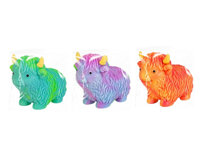 Wholesale Coloured Highland Cow Stretchy 10cm CDU