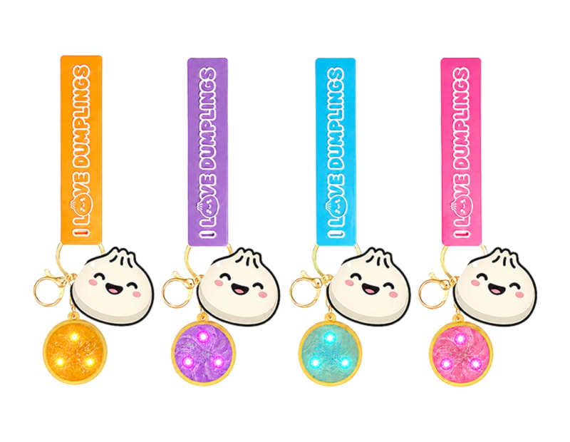 Wholesale Squishy LED Dumpling Keyring With Tag 3.5cm CDU Wholesale Squishy LED Dumpling Keyring With Tag 3.5cm CDU
