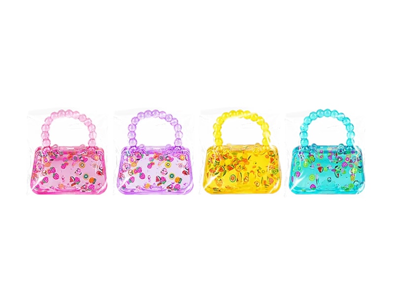 Wholesale Glitter Fruit Handbag Sugar Filled Squishy CDU
