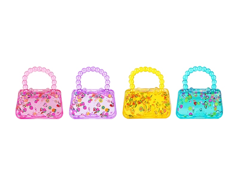Wholesale Glitter Fruit Handbag Sugar Filled Squishy CDU