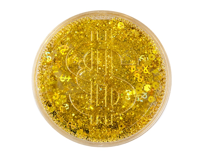 Wholesale Big Glitter Squishy Coin 8.5cm CDU