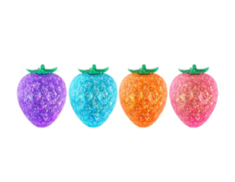 Wholesale Glitter Coloured Strawberry Sugar Filled Squishy 6.5cm CDU