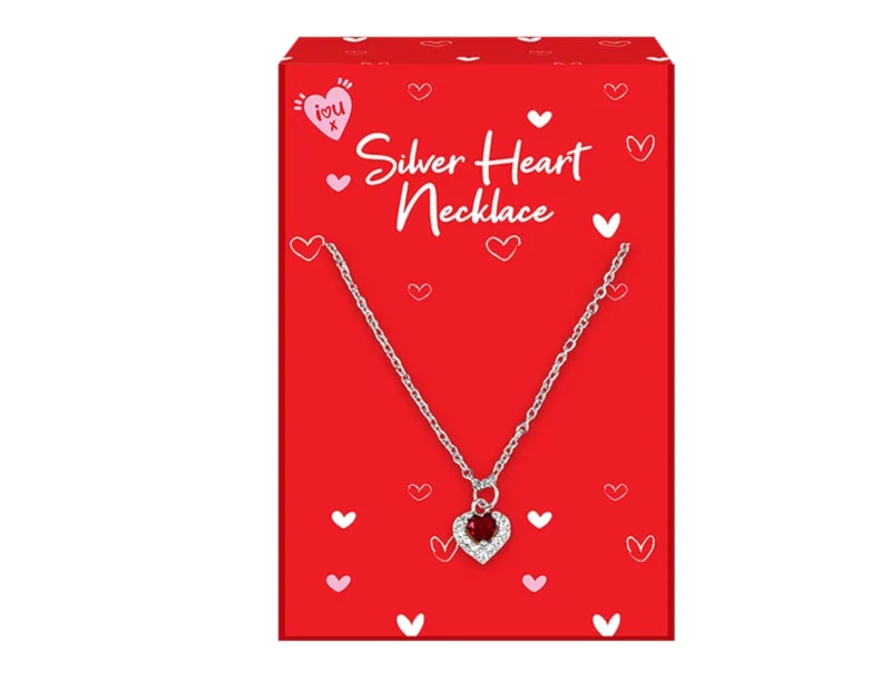 Wholesale Valentine's Day Silver Heart Necklaces CDU Wholesale Valentine's Day Silver Heart Necklaces CDU