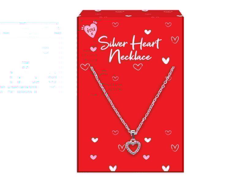 Wholesale Valentine's Day Silver Heart Necklaces CDU Wholesale Valentine's Day Silver Heart Necklaces CDU