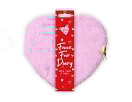 Wholesale Valentine Heart Faux Fur Diary with Lock CDU