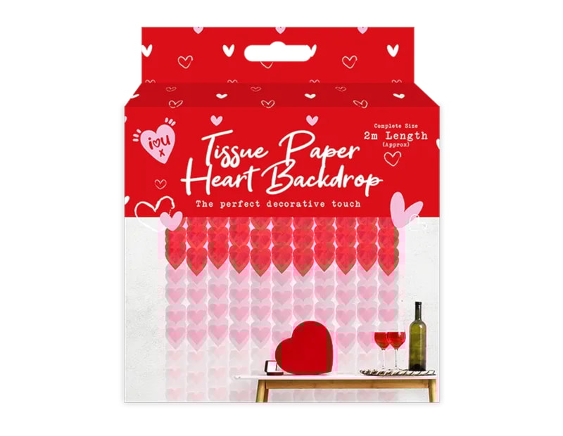 Wholesale Valentine's Heart Ombre Tissue Paper Backdrop CDU