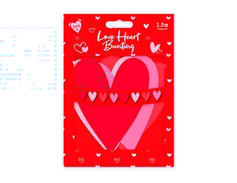 Wholesale Valentine's Love Heart Bunting 1.5m CDU Wholesale Valentine's Love Heart Bunting 1.5m CDU