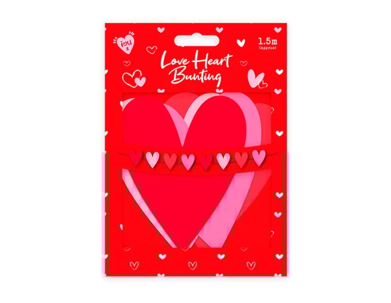 Wholesale Valentine's Love Heart Bunting 1.5m CDU Wholesale Valentine's Love Heart Bunting 1.5m CDU
