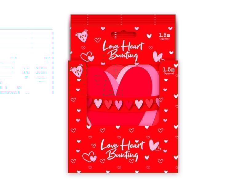 Wholesale Valentine's Love Heart Bunting 1.5m CDU