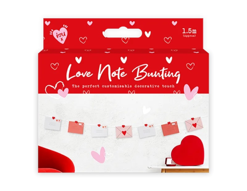 Wholesale Valentine's Customisable Love Note Bunting 1.5m CDU Wholesale Valentine's Customisable Love Note Bunting 1.5m CDU