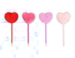 Wholesale Valentine's Pompom Heart Ball Pen CDU