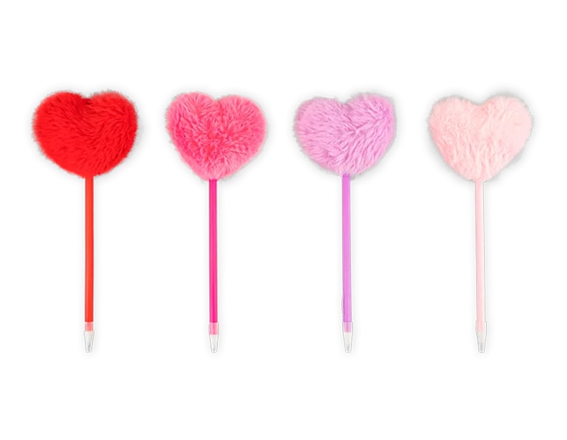 Wholesale Valentine's Pompom Heart Ball Pen CDU
