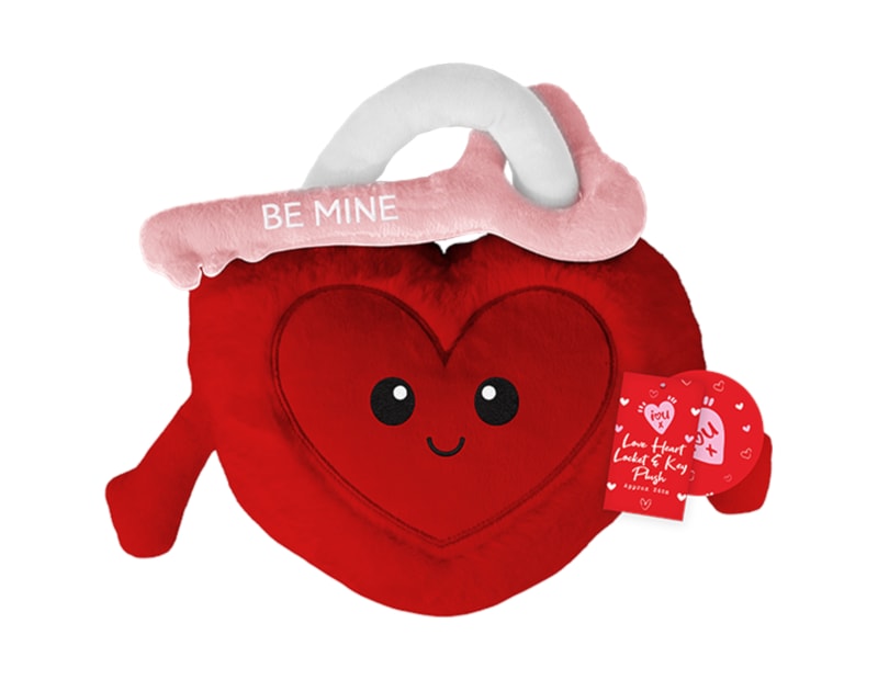 Bulk Buy Valentines Love Heart Locket and Key Plush 24cm