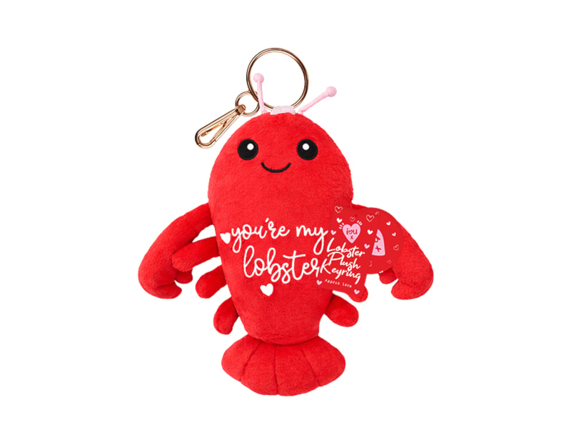 Bulk Buy Valentines Lobster Plush Keyring 14cm CDU
