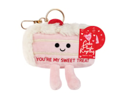 Bulk Buy Valentines Cake Plush Keyring 10cm CDU