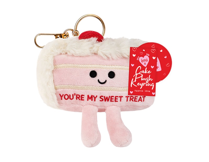 Bulk Buy Valentines Cake Plush Keyring 10cm CDU