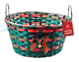 Wholesale Striped Wicker Basket with Handle & Bell 30cm