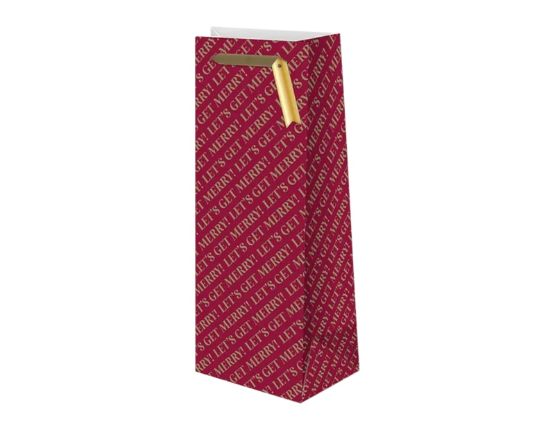 Wholesale Christmas Luxury Foiled Bottle Bag |Bulk Buy Christmas Gift Bags & Box
