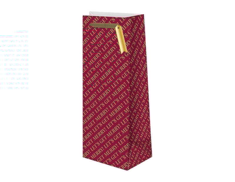 Wholesale Christmas Luxury Foiled Bottle Bag |Bulk Buy Christmas Gift Bags & Box
