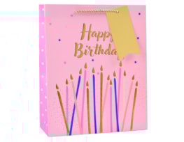 Wholesale Girls Foiled Embossed Birthday Medium Gift Bag 26x32x12cm