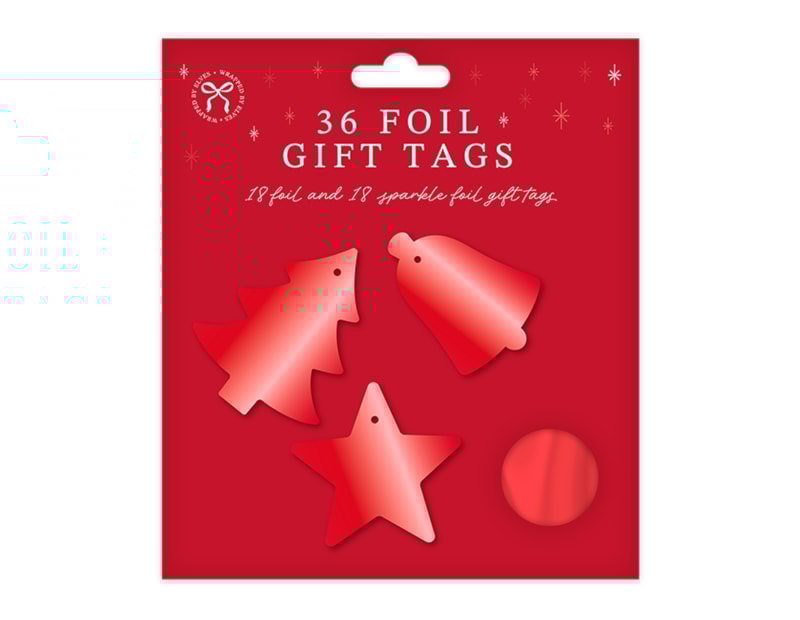 Wholesale Christmas Foil Gift Tags 36pk