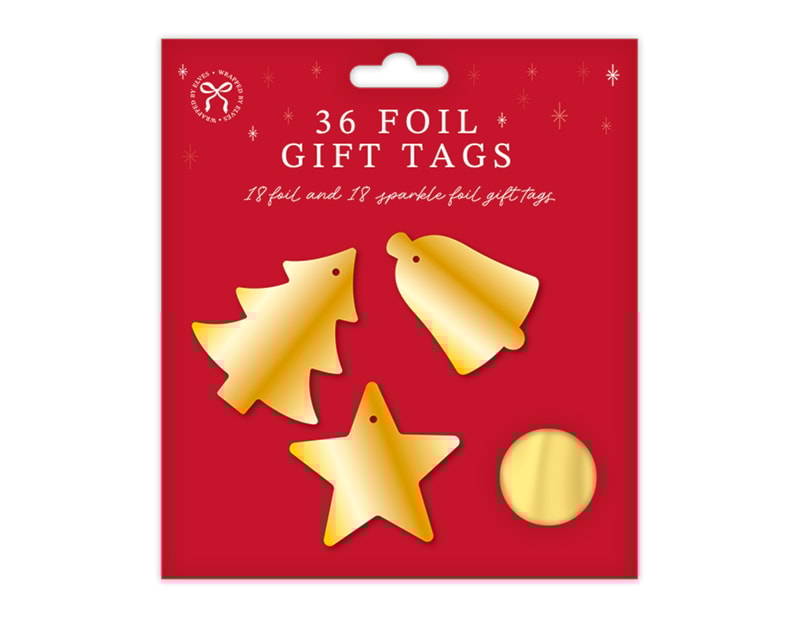 Wholesale Christmas Foil Gift Tags 36pk