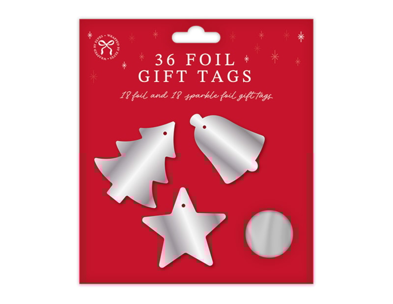 Wholesale Christmas Foil Gift Tags 36pk