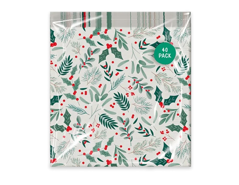Wholesale Christmas Printed 3 Ply Napkins 40pk CDU