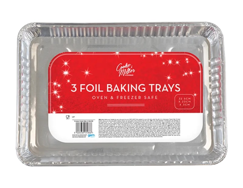 Wholesale Foil Baking Trays 32.5cm x 23cm x 3cm 3pk CDU Wholesale Foil Baking Trays 32.5cm x 23cm x 3cm 3pk CDU