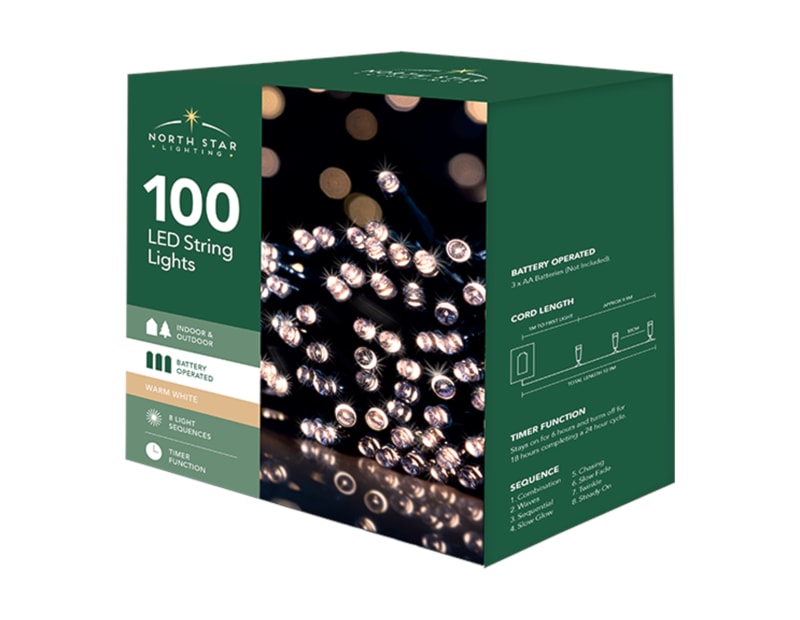 Wholesale 100 Battery Operated Warm White String Lights 10.9m CDU Bulk Buy100 Battery Operated Warm White String Lights 10.9m CDU