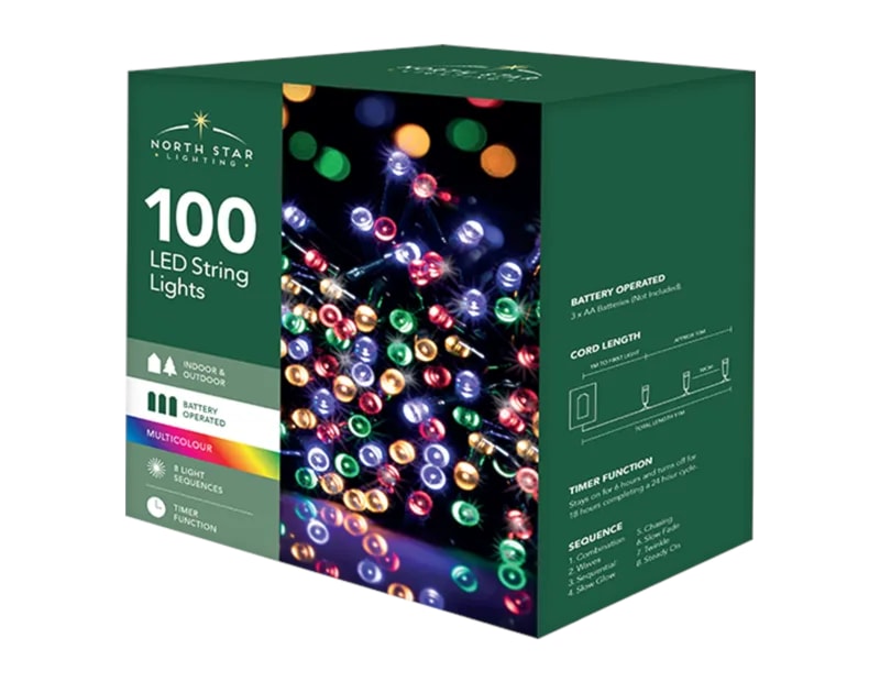 Wholesale 100 Battery Operated Multi-Coloured String Lights 10.9m CDU Wholesale 100 Battery Operated Multi-Coloured String Lights 10.9m CDU