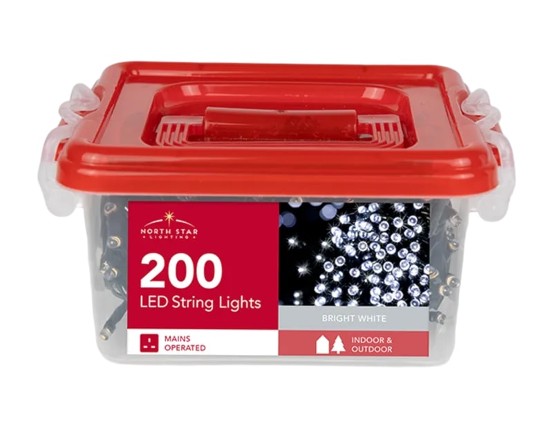Wholesale 200 LED Mains Operated Bright White String Lights with Storage Box