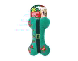 Wholesale Christmas Squeaky Plush Bone Dog Toy