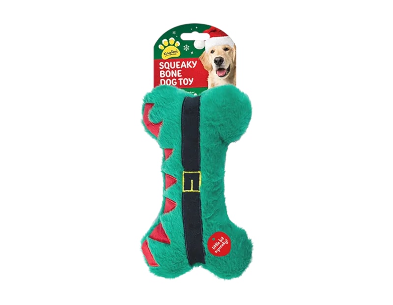 Wholesale Christmas Squeaky Plush Bone Dog Toy