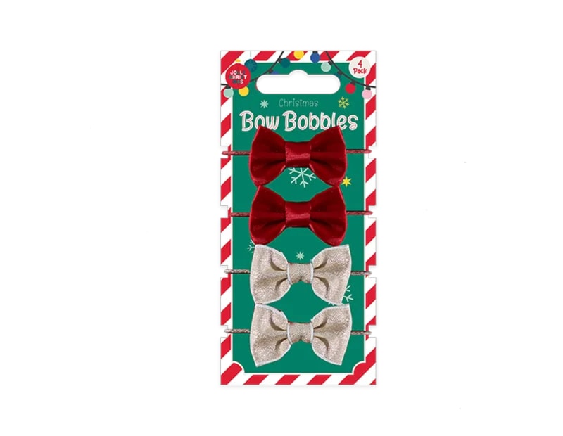 Wholesale Christmas Bow Bobbles 4pk Wholesale Christmas Bow Bobbles 4pk