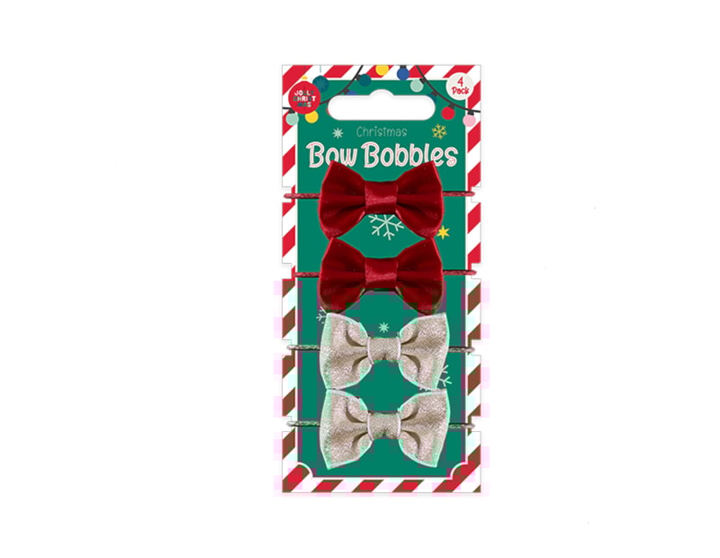 Wholesale Christmas Bow Bobbles 4pk Wholesale Christmas Bow Bobbles 4pk
