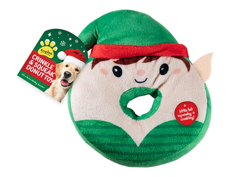 Wholesale Christmas Crinkley & Squeaky Donut Characters Toy CDU