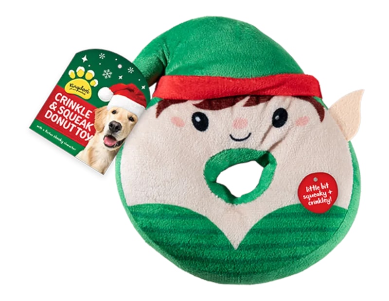 Wholesale Christmas Crinkley & Squeaky Donut Characters Toy CDU