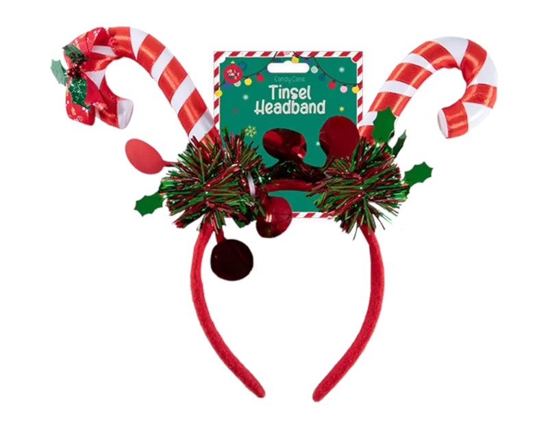 Wholesale Candy Cane Tinsel Headband