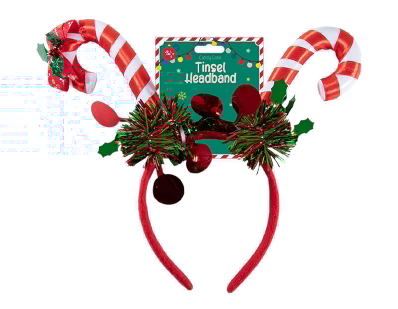 Wholesale Candy Cane Tinsel Headband