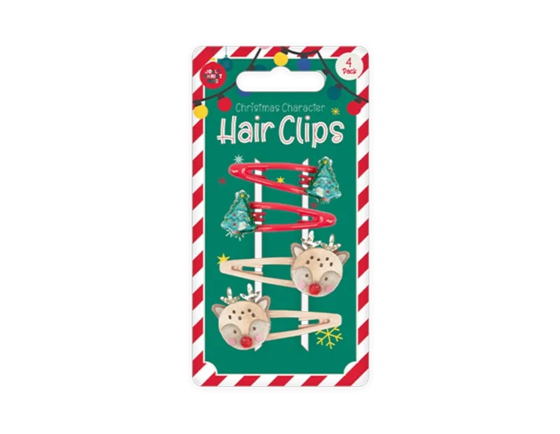 Wholesale Christmas Character Hair Clips 4pk Wholesale Christmas Character Hair Clips 4pk