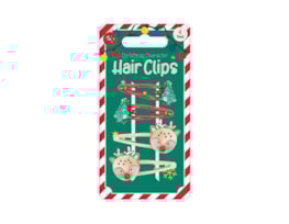 Wholesale Christmas Character Hair Clips 4pk
