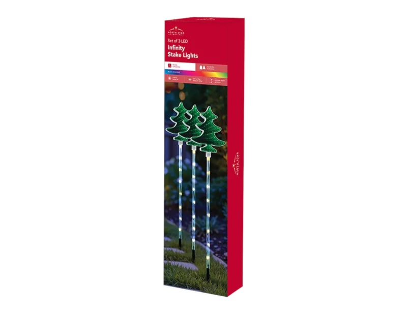 Wholesale LED Mains Operated Tree Infinity Stake Light 3pk CDU Wholesale LED Mains Operated Tree Infinity Stake Light 3pk CDU