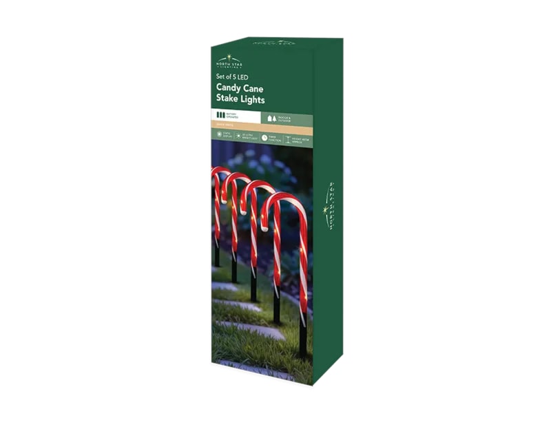 Wholesale LED Battery Operated Candy Cane Stake Lights 5pk CDU Wholesale LED Battery Operated Candy Cane Stake Lights 5pk CDU